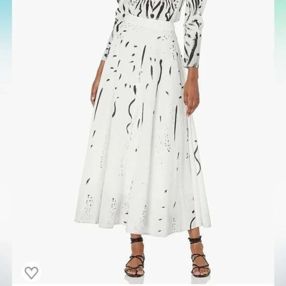 GARY GRAHAM Making the Cut Maxi Skirt Splatter Painted White Black Boho sz S NEW